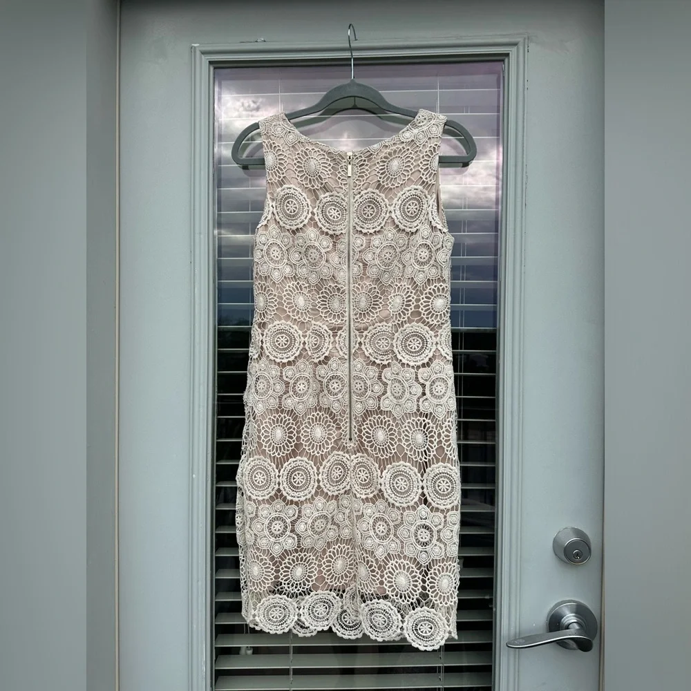 Eliza J Lace Sleeveless Shift Dress Size 6 Crochet Scalloped Hem Bohemian - Picture 3 of 9